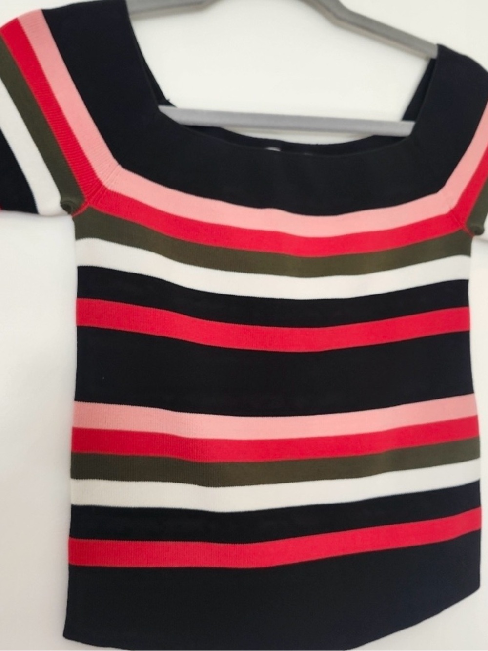 Scripted Striped Off The Shoulder Sweater Crop Top Medium - Picture 3 of 7